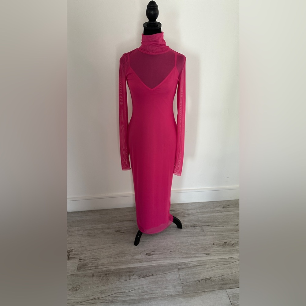 AFRM pink dress long sleeve Shailene dress size S